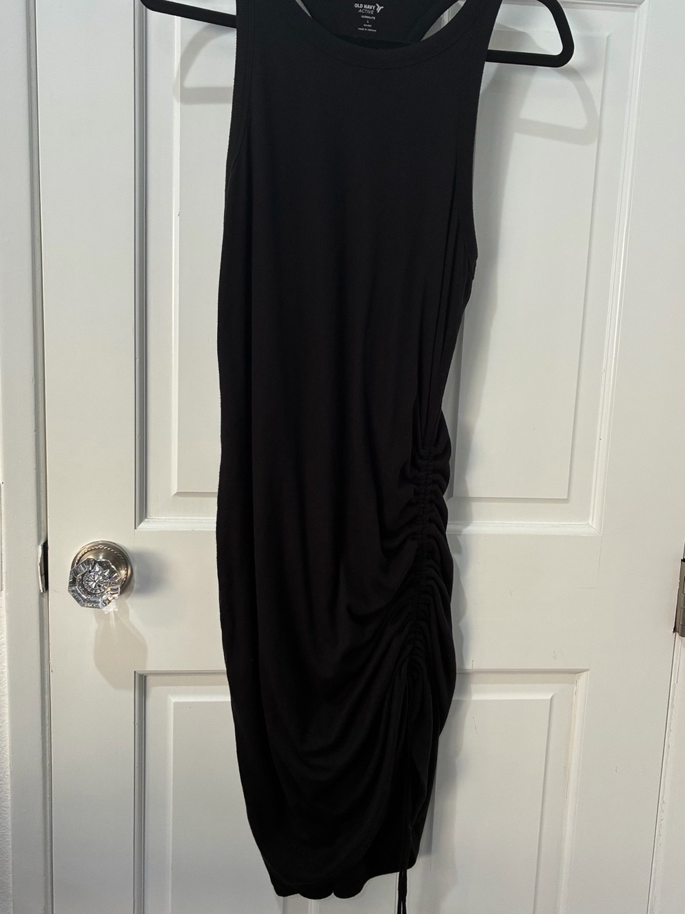 Old Navy UltraLite Racerback Rib-Knit Ruched Dress, Large - Picture 5 of 5